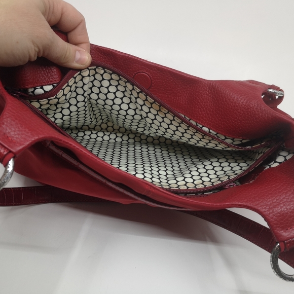 Red Brighton Purse 13"wide 19"tall (includes handle) and 3.5"depth at bottom. - Picture 6 of 8